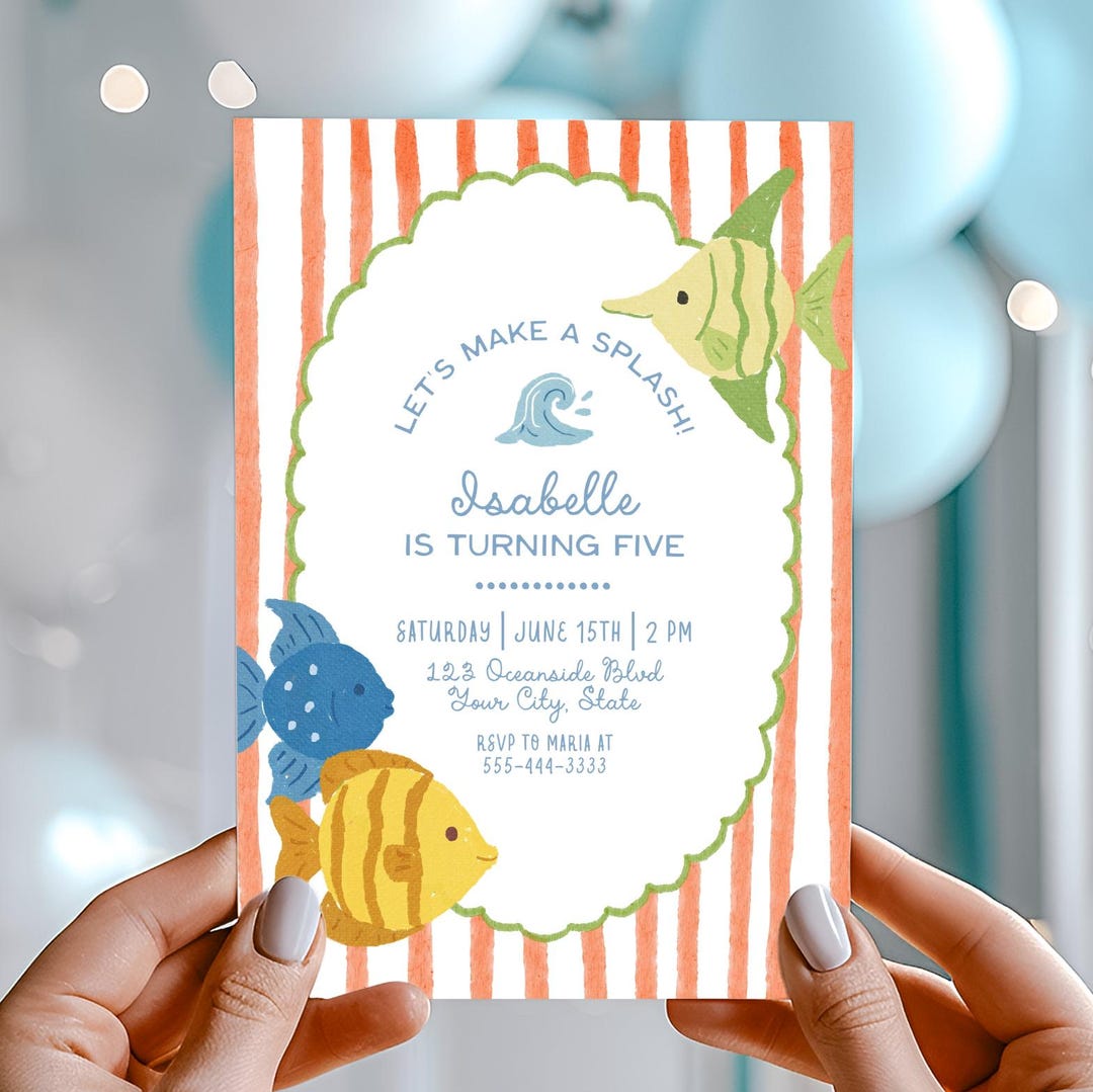 Fish Birthday Invitation Template, Corjl Invite, Under the Sea Party ...