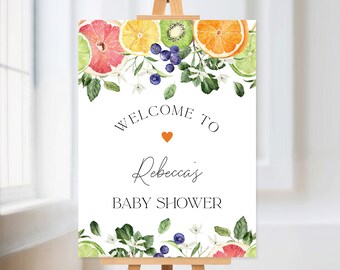 Tropical Fruit Welcome Sign, 18x24, Citrus Fruit Welcome Poster, Summer Bridal Shower Decoration Baby Shower Decor DIY Editable Template 177