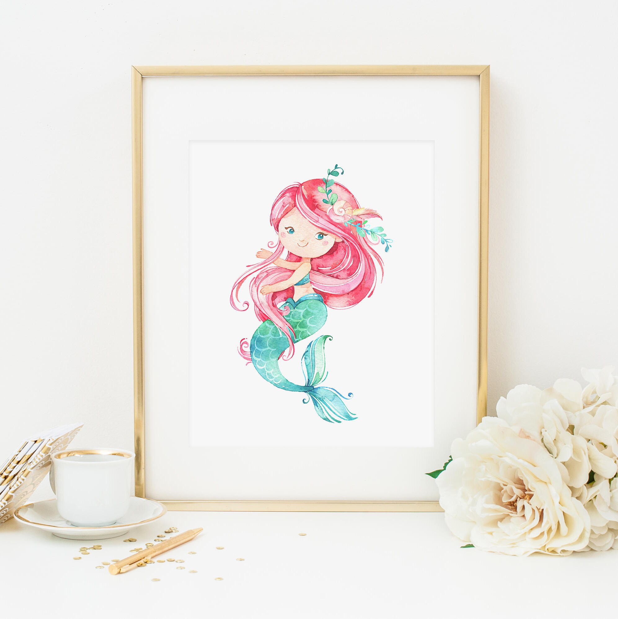 Mermaid Printable Mermaid Prints Mermaid Nursery Decor Mermaid | Etsy