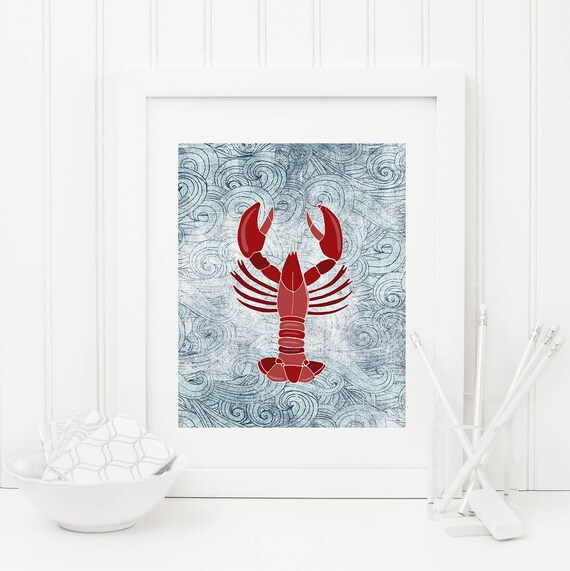 Items similar to Lobster Printable Nautical Nursery Wall Art Beach