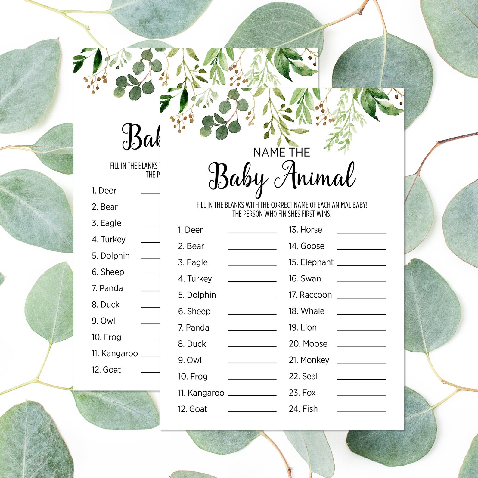 Name the Baby Animal Game Printable Baby Animal Name - Etsy