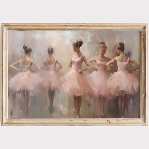 Rosa Ballerinas Malerei, Tanz Studio Kunst, Ballett Ölgemälde, Pastell Girly Wohnung Wandkunst, Französische Ästhetik, Licht Academia