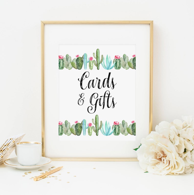 Cactus Cards and Gifts Sign Printable Cactus Baby Shower Etsy