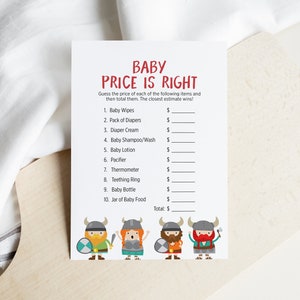 Viking Baby Price Is Right Game, Instant Download, Viking People Baby Price Game, Baby Shower Game, Shower Activity, Norsemen 101