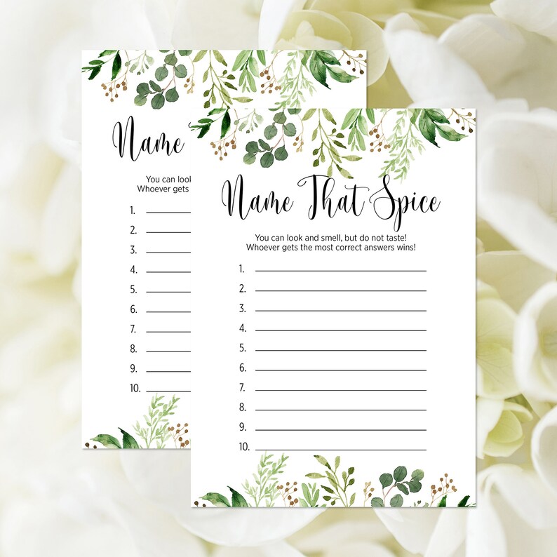 Greenery Name That Spice Game Printable Guess The Spice Etsy