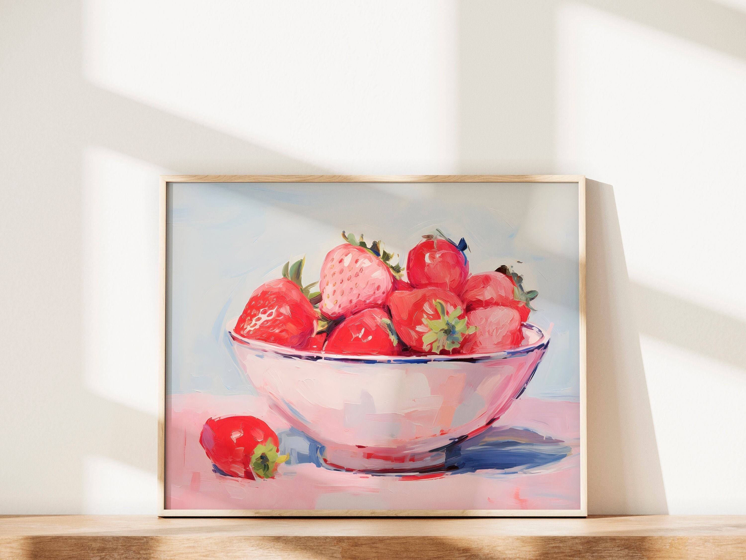 Buy Strawberry Printable Art Print, Strawberries in a Bowl, Vintage Kitchen  Wall Art, Retro Kitchen Decor, Oil Painting, Preppy Pink Online in India -  Etsy | T-Shirts