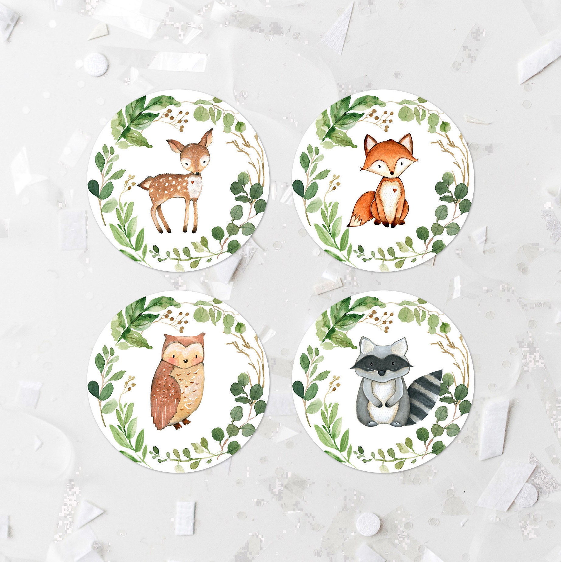 Woodland Animal Cupcake Toppers Printable Greenery Baby Shower Etsy