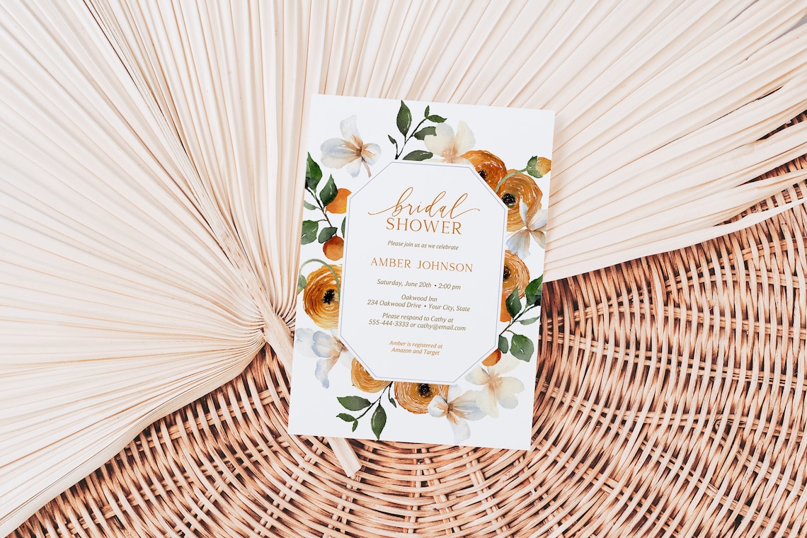 Citrus Bridal Shower Invitation Orange Blossoms Bridal Brunch image 1