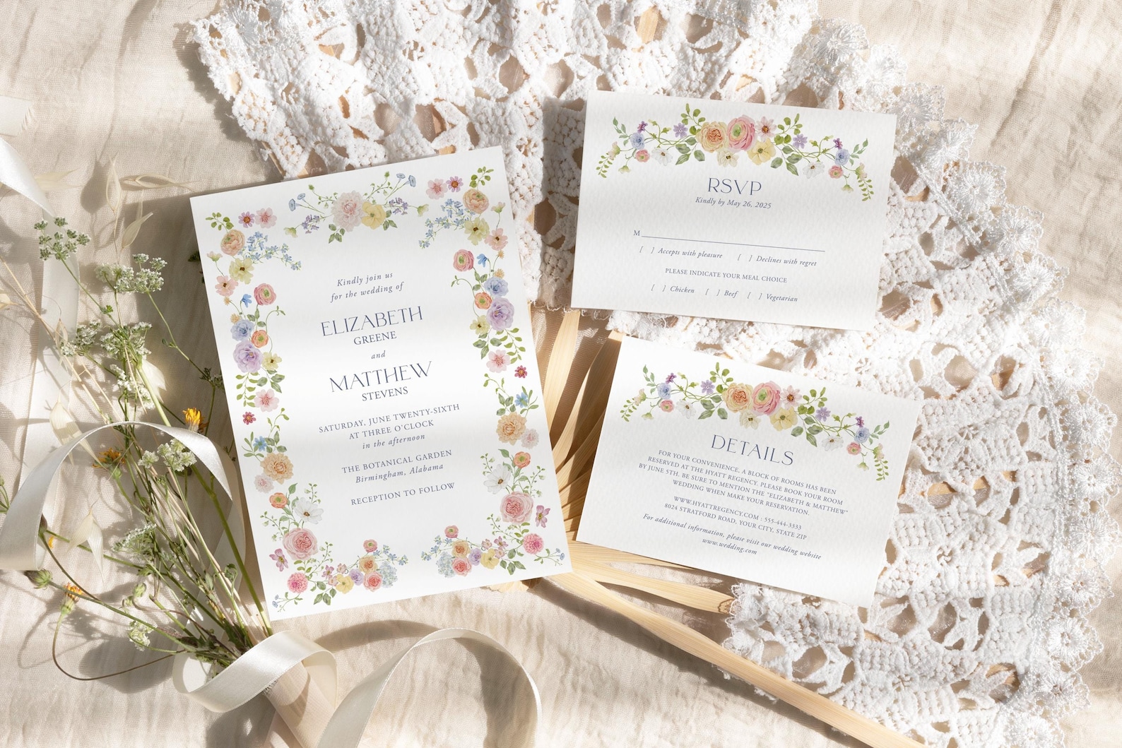 Wedding Invitations Diy Spring Spring Wedding Invitation Suite, Cottage Floral Wedding Set, Garden ...
