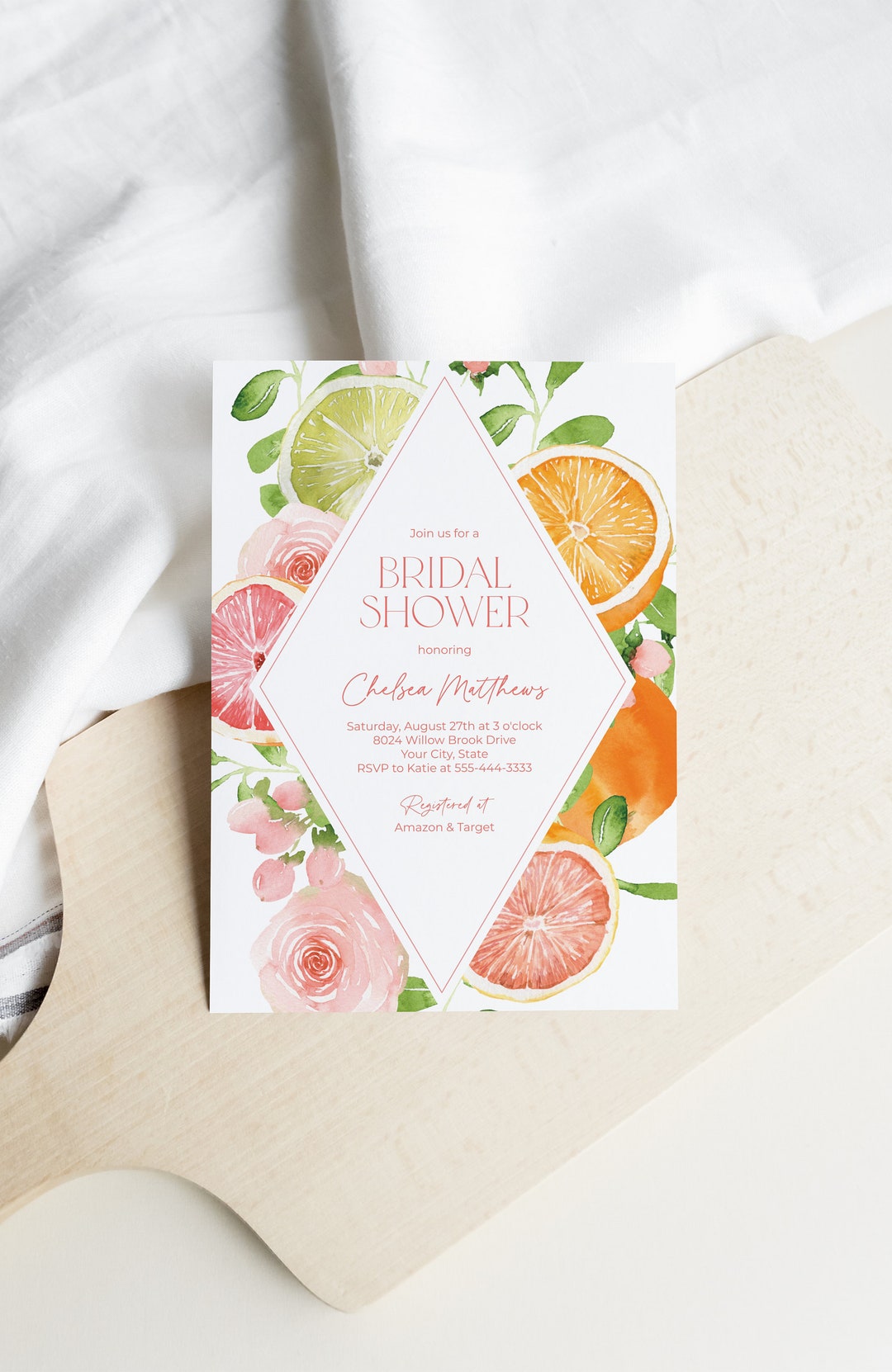 DB Party Studio Bridal Shower Miss to Mrs Beautiful Tropical Watercolor  Floral Fill-In-Style Blank Invitations with Envelopes ( Pack of 25 ) Large