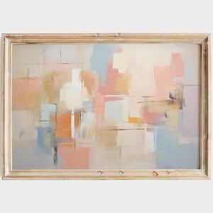 Abstract Painting in Pastel Pink and Blue, Contemporary Home Wall Art Decor, Light Colors Print, Soft Tones Living Room Printable Art