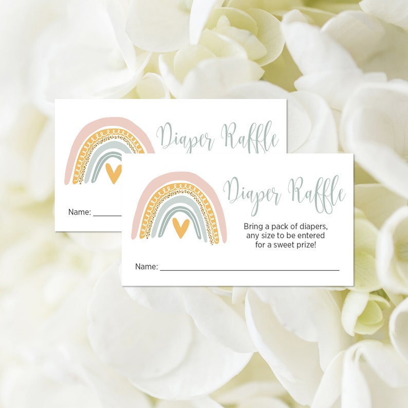 printable rainbow diaper raffle tickets baby shower etsy