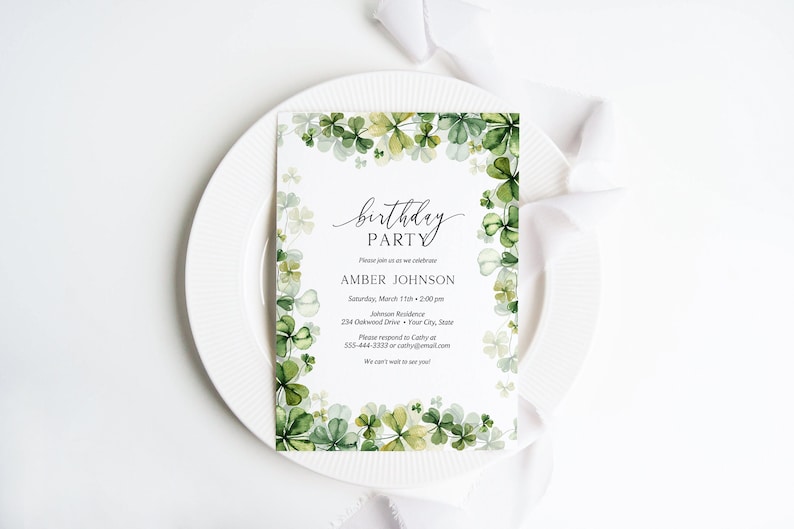 Irish Birthday Party Invitation, St. Patrick's Day Birthday Party ...