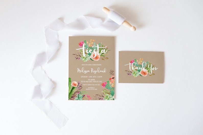Fiesta Bridal Shower Invitation and Thank You Card Set Etsy