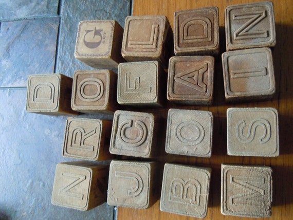 antique wooden alphabet blocks