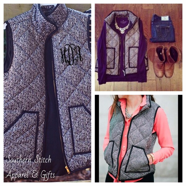 Monogrammed Herringbone Vest, Can Be Purchased With or Without Monogram