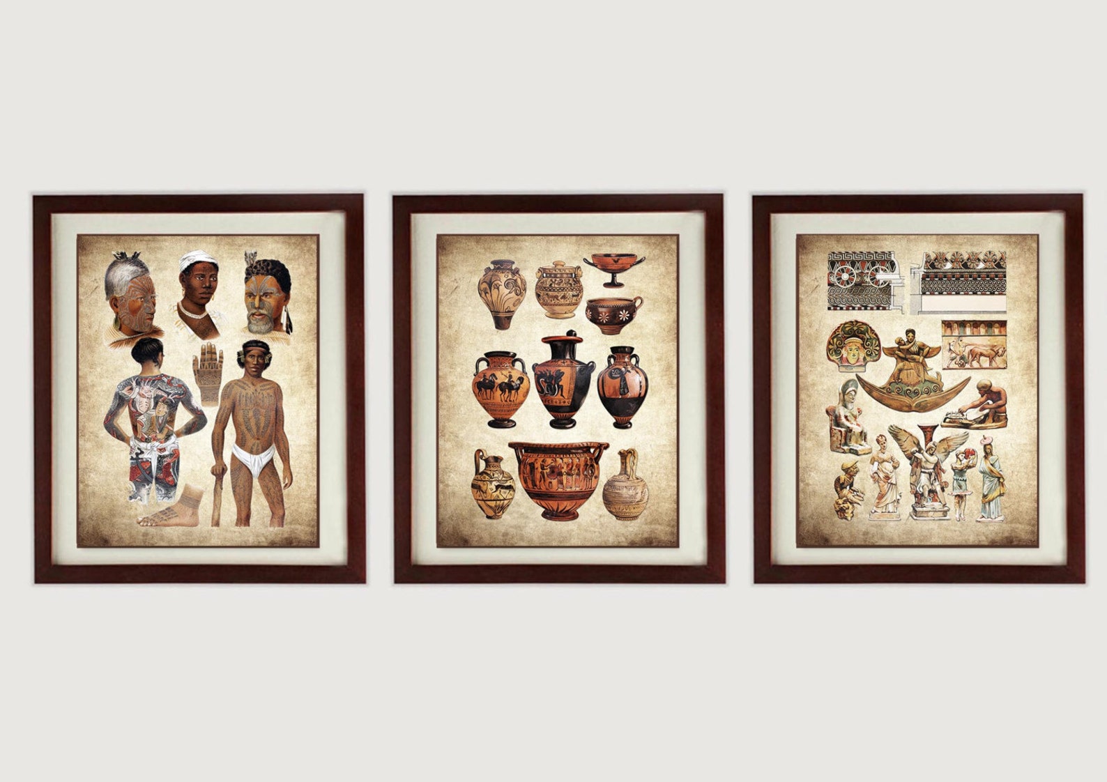 Ancient Artifacts Wall Decor Set of 3 Prints Parchment Paper Etsy