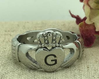 Claddagh Ring, Stainless Steel Celtic Claddagh Ring, Personalized  Irish Celtic Claddagh Ring, Engagement Ring, Mens Ring