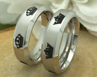 Personalisierte Titan Ring Set, Paare Ring Set, passende Paar Ring, Ring Set für Sie und Ihn, König und Königin Ringe