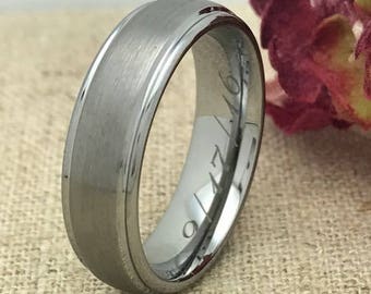 6mm Tungsten Wedding Ring, Brushed Finish Tungsten Ring , His and Hers Wedding Ring,  Men's Tungsten Wedding Band Ring