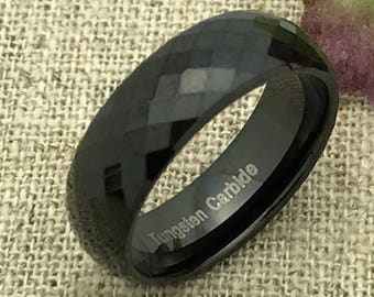 6mm Personalized Tungsten Ring, Custom Engraved Ring, Promise Ring for Him, Wedding Ring, Men's Wedding Band, Black Wedding Band