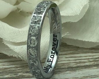 3mm Eternity CzTitanium Rings, Eternity CZ Ring, Promise Ring for Her, Promise Rings for Couples, Engagement Ring