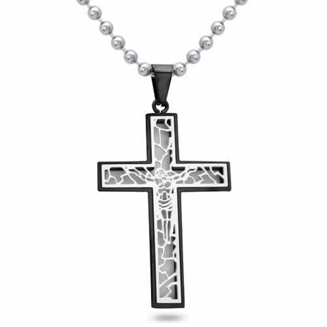 Cross Necklace, Stainless Steel Filigree Cross Necklace , Men's