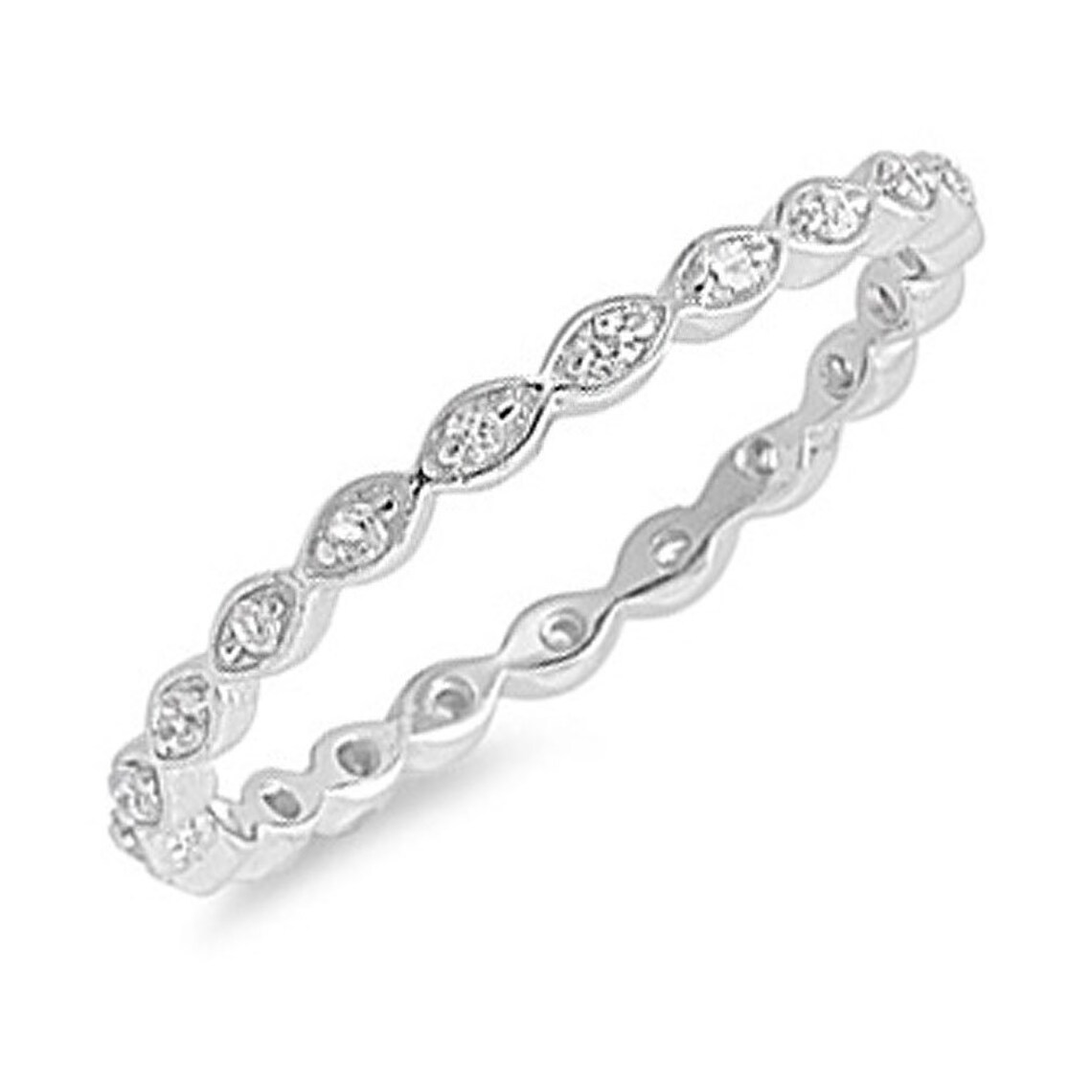 Black Eternity Stackable Ring Stacking Round Simulated Black Etsy