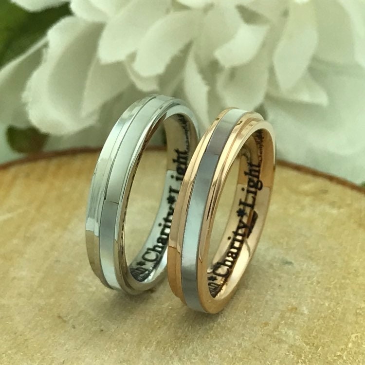 His and Hers Personalized Anniversary Rings Rose Gold Plated Etsy
