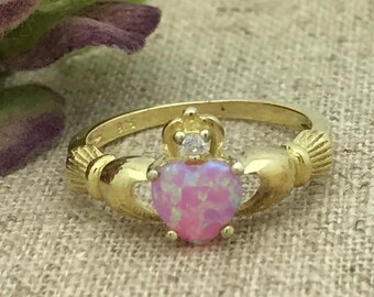 Claddagh ring, Gold Plated Sterling Silver Birthstone Claddagh Ring, Irish Claddagh Ring,Love Loyalty Friendship Ring