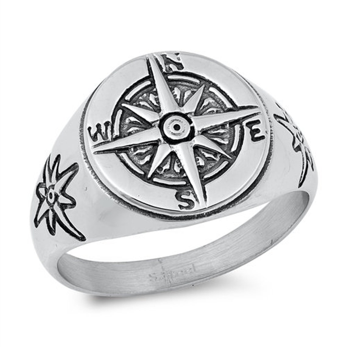 Compass Ring Silver Stainless Steel compass ring Etsy