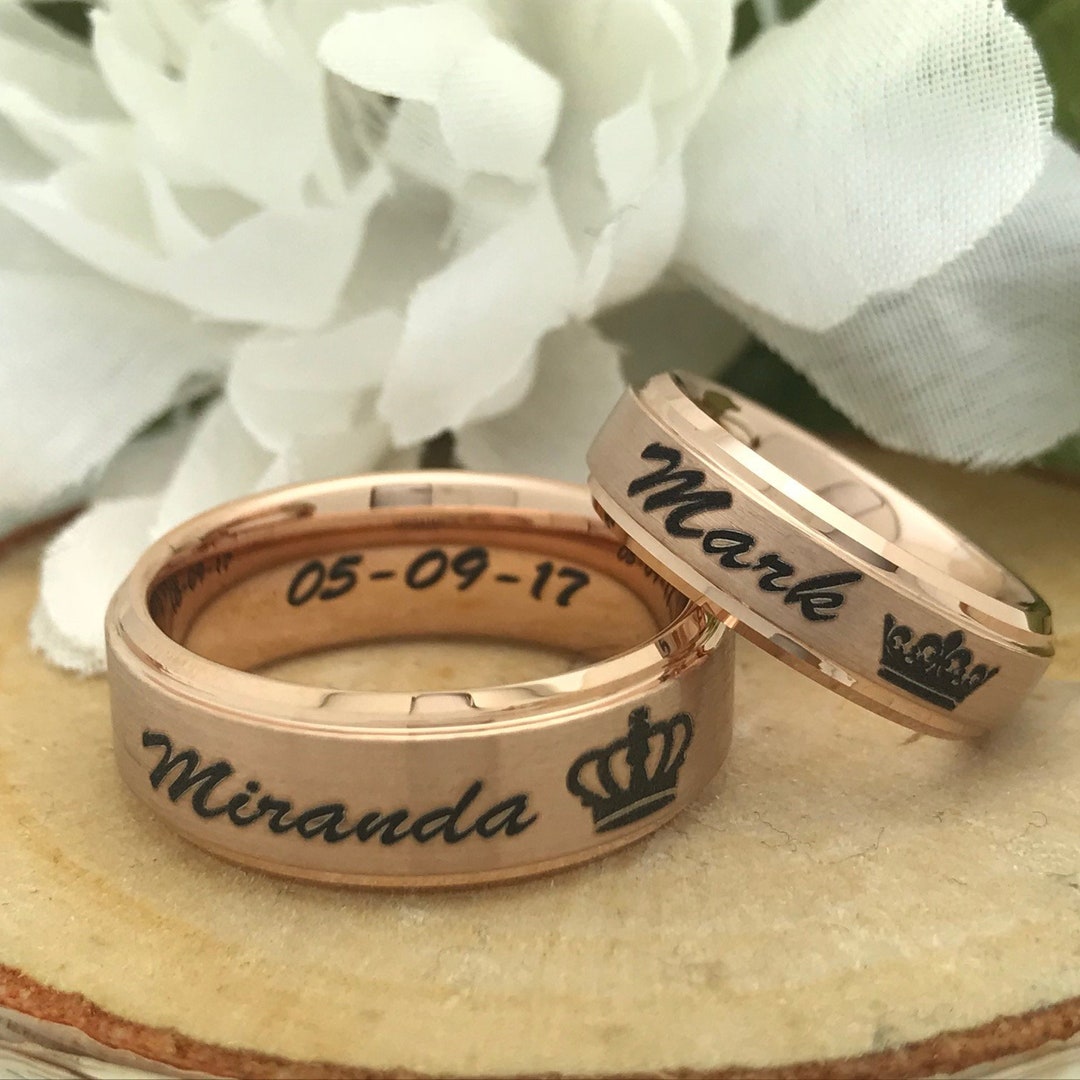 King and Queen Rings, King & Queen Rings, King Queen Wedding Rings, King  Queen Wedding Bands, King Ring, Queen Ring, Matching Ring Set, 2 Piece  Couple Set 14K Rose Gold Tungsten King