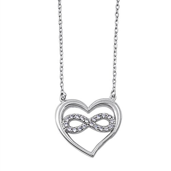 Sterling Silber Pave CZ Herz Halskette, Infinity Herz CZ Halskette, Pave Herz Halskette, Geburtstagsgeschenk, Valentinstag, Geschenk