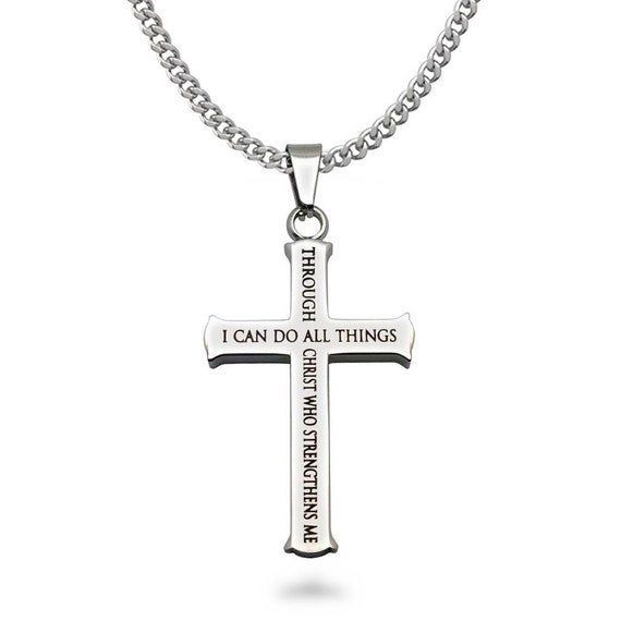 Cross Necklace Bible Verse Stainless Steel Cross Necklace Men s