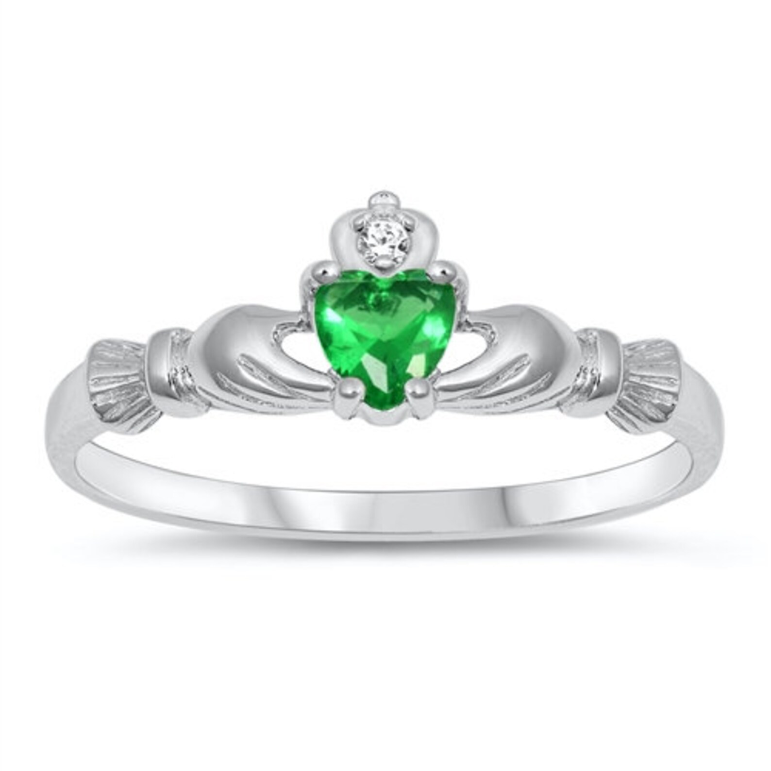 Irish Claddagh Promise Ring Sterling Silver Simulated Rainbow Etsy