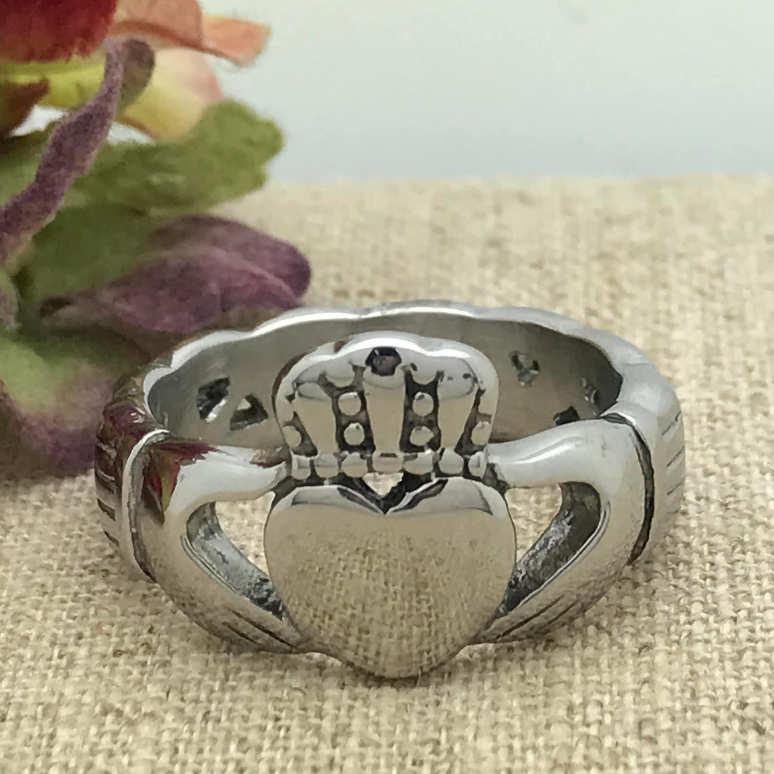 Claddagh Ring Men's Stainless Steel Celtic Claddagh Ring Etsy
