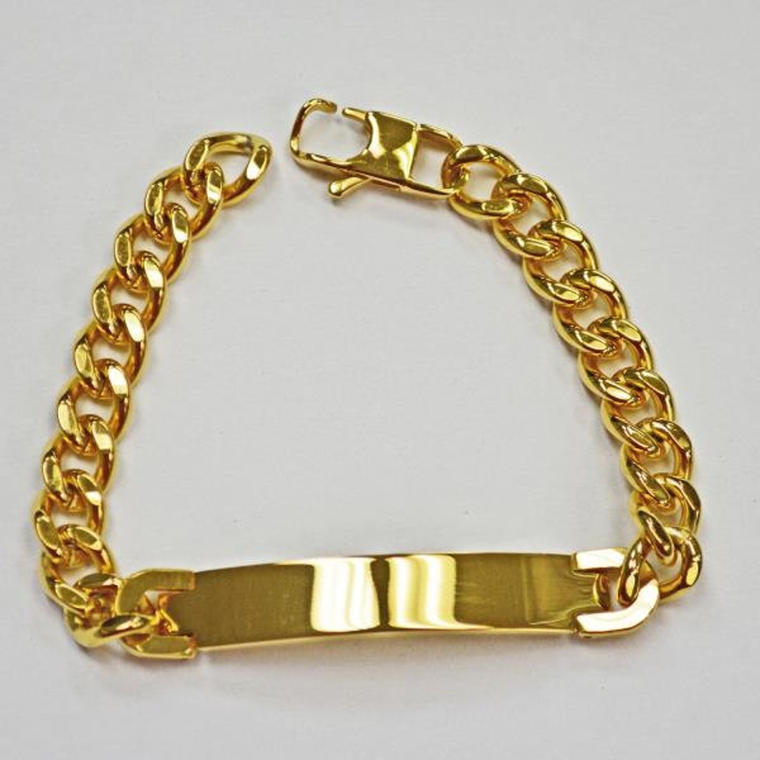 Men's Gold Bracelet Stainless Steel Gold Plated ID Etsy