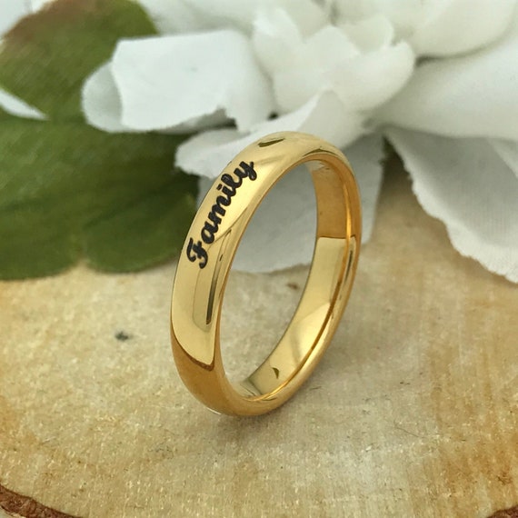 Musihy Men Stainless Steel Rings, Family Ring 6MM Wide Engraved I Love You  with Cubic Zirconia Gold Ring Size 5|Amazon.com