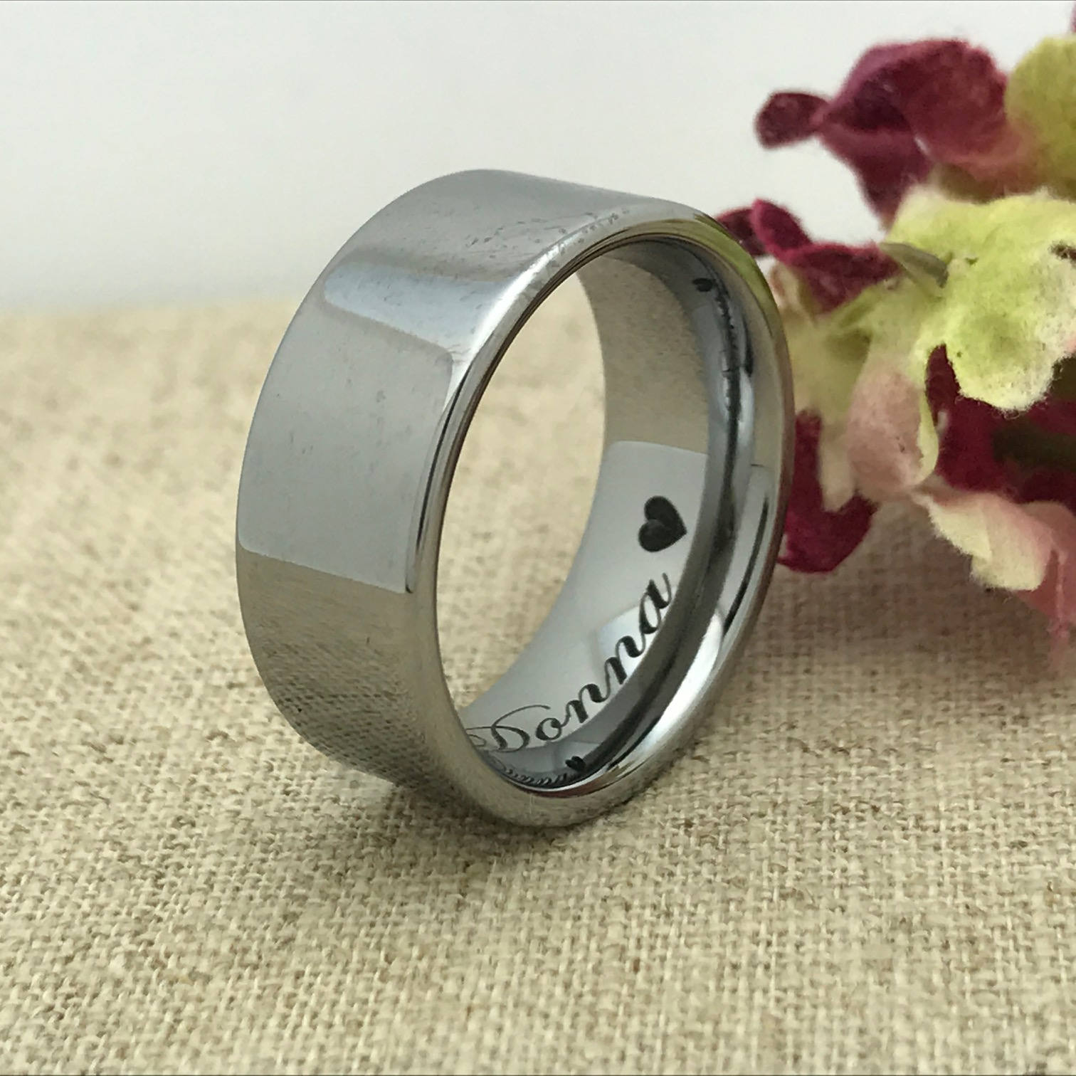 12mm Tungsten Wedding Ring Personalized Custom Engraved Etsy