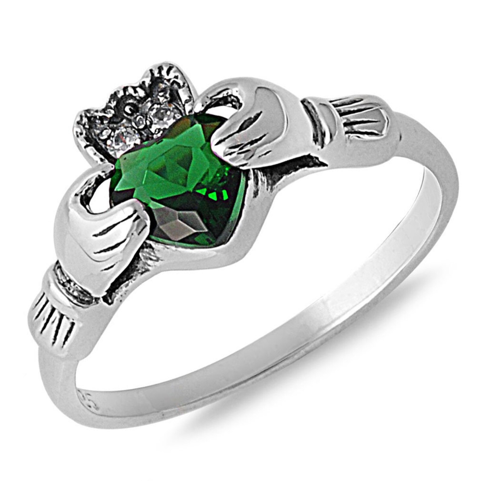 Irish Claddagh Promise Ring Sterling Silver Simulated Rainbow Etsy