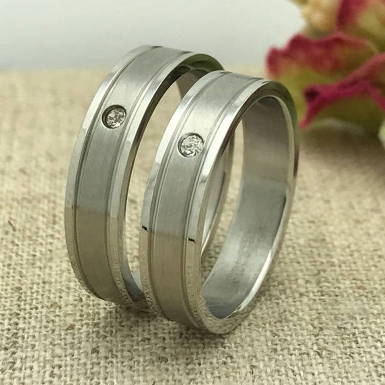 Personalized Stainless Steel Ring His and Hers Wedding Bands | Etsy