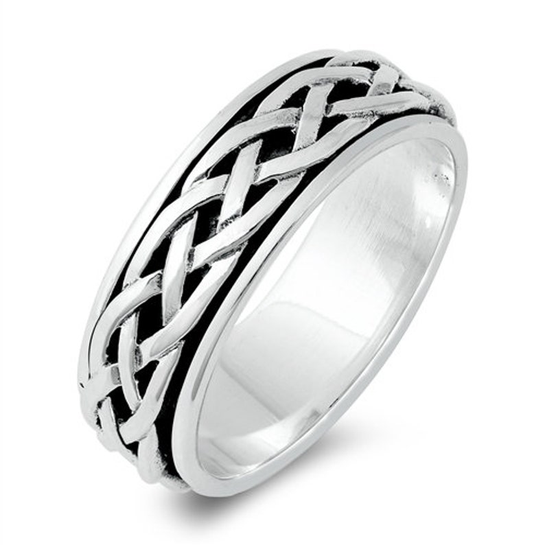 Silver Wedding Band Bride and Groom Wedding Band 6mm Spinner Celtic Ring Personalize Sterling Silver Wedding Ring Promise Ring