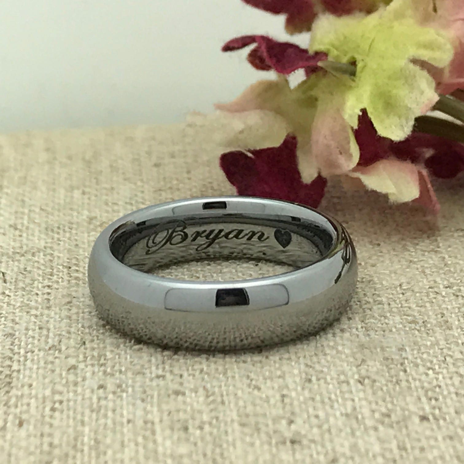 5.5mm Personalized Tungsten Ring Custom Promise Ring for Him | Etsy