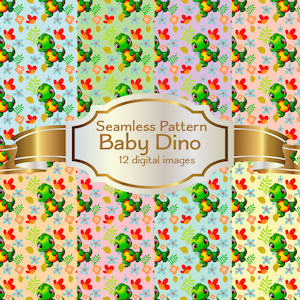 Baby Dinosaur Seamless Digital Paper