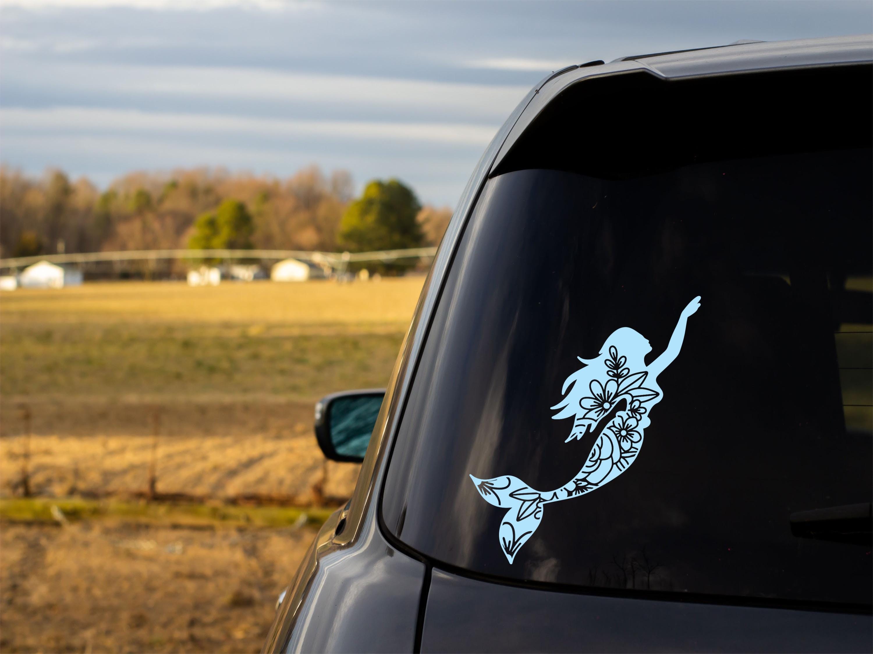 Floral Mermaid Decal: Permanent Vinyl Car/laptop Sticker - Etsy