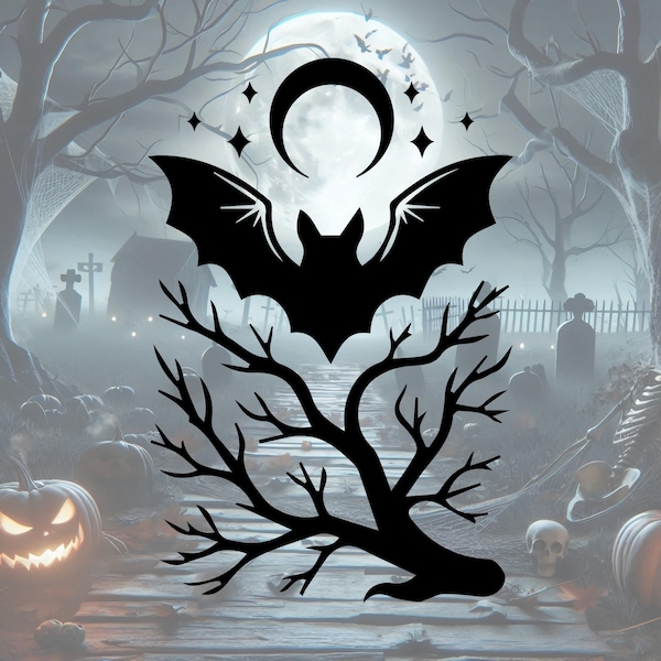 Crescent Moon Bat Decal