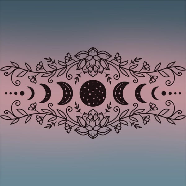 Calcomanía floral de la fase lunar