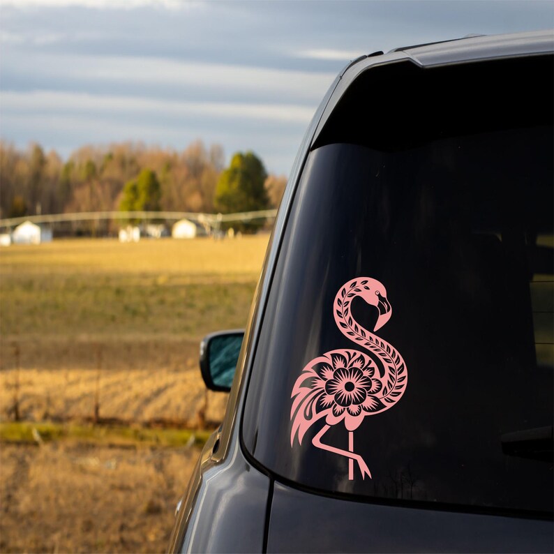 Floral Flamingo Decal - Etsy