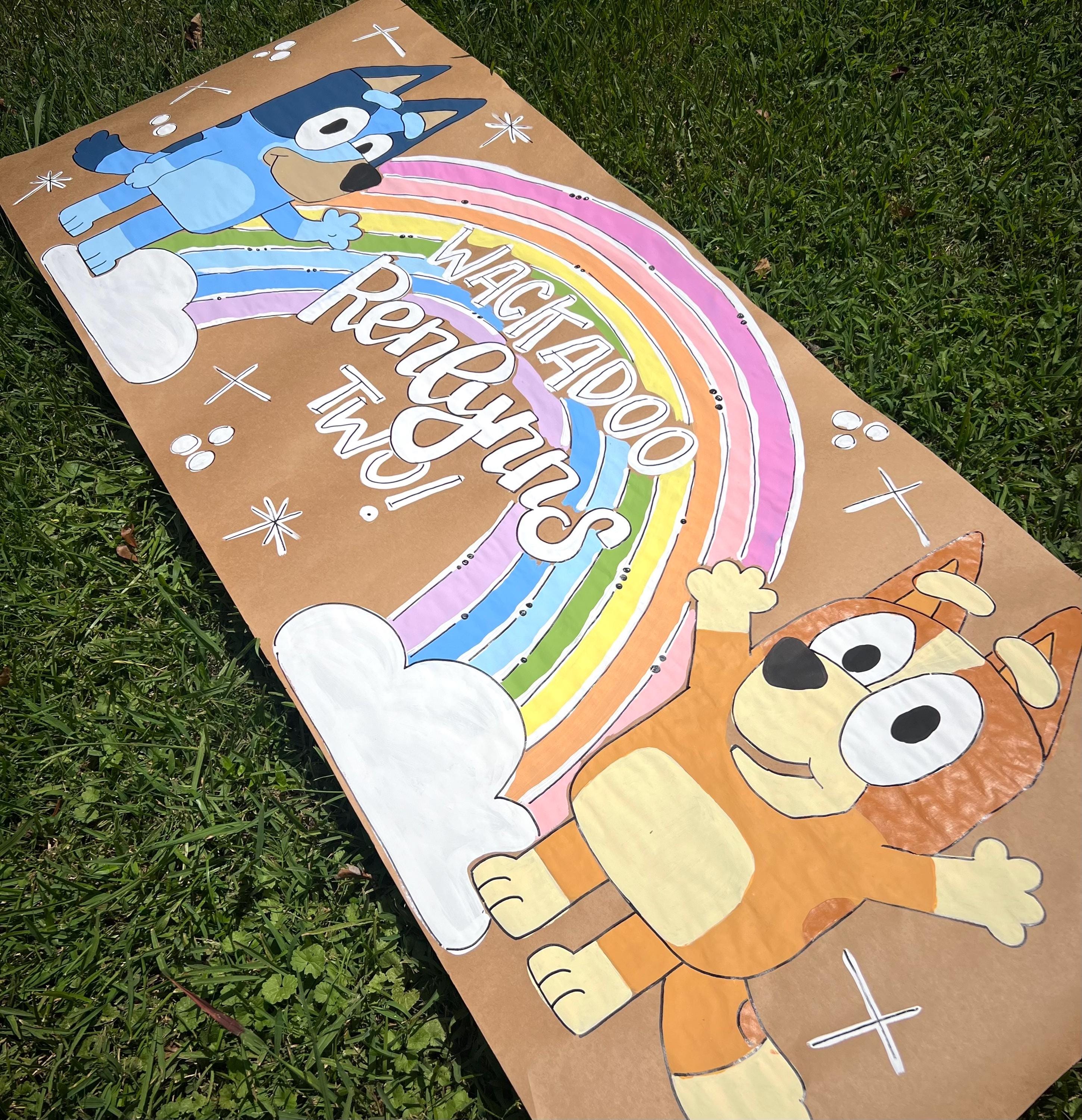 Hand-Painted Banner – Butcher paper party backdrop, custom design.