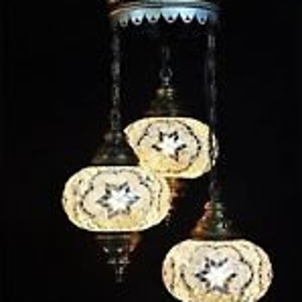 3 ball 110-230v Turkish Moroccan Hanging Glass Mosaic Chandelier Lamp Lighting